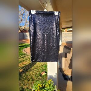 One Clothing Sequin Pencil Skirt Black Silver